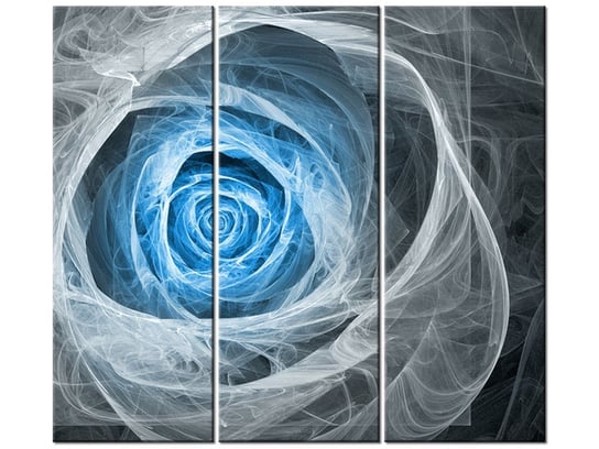 Obraz Błękitna róża fraktalna, 3 elementy, 90x80 cm Oobrazy