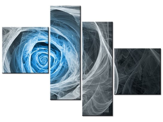 Obraz Błękitna róża fraktalna, 4 elementy, 100x70 cm Oobrazy