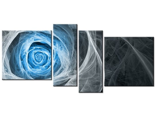 Obraz Błękitna róża fraktalna, 4 elementy, 120x55 cm Oobrazy