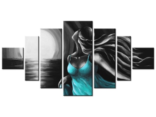 Obraz Błękitna sukienka, 7 elementów, 200x100 cm Oobrazy