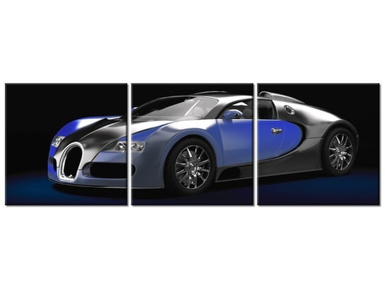 Obraz Błękitne Bugatti Veyron, 3 elementy, 150x50 cm Oobrazy