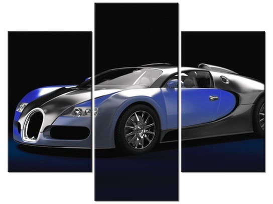 Obraz Błękitne Bugatti Veyron, 3 elementy, 90x70 cm Oobrazy