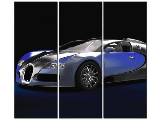 Obraz Błękitne Bugatti Veyron, 3 elementy, 90x80 cm Oobrazy