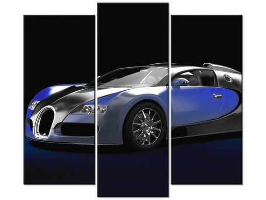 Obraz Błękitne Bugatti Veyron, 3 elementy, 90x80 cm Oobrazy