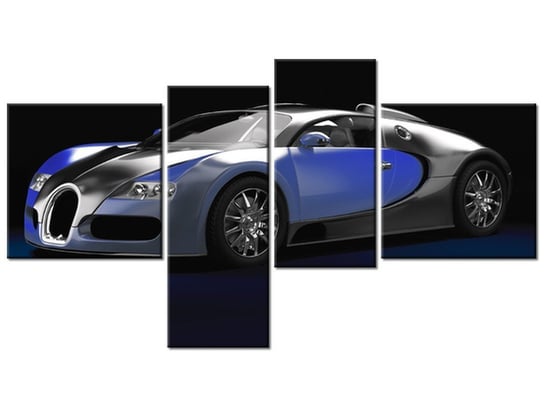 Obraz Błękitne Bugatti Veyron, 4 elementy, 100x55 cm Oobrazy
