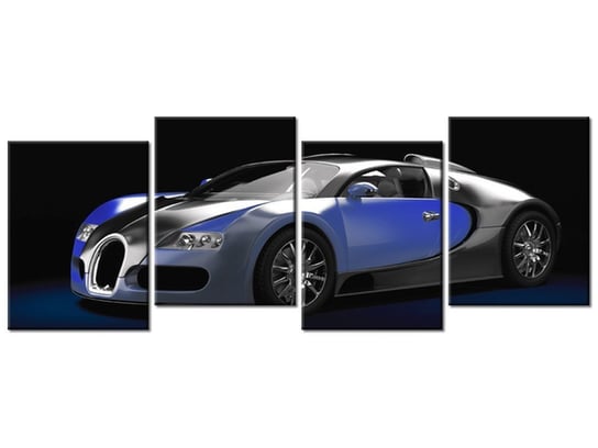 Obraz Błękitne Bugatti Veyron, 4 elementy, 120x45 cm Oobrazy