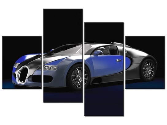 Obraz, Błękitne Bugatti Veyron, 4 elementy, 120x80 cm Oobrazy