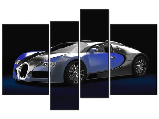 Obraz Błękitne Bugatti Veyron, 4 elementy, 130x85 cm Oobrazy