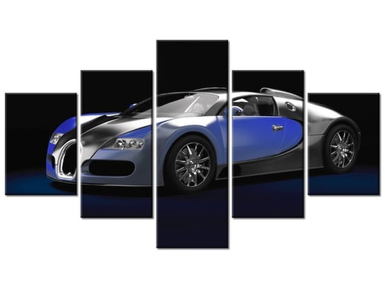 Obraz, Błękitne Bugatti Veyron, 5 elementów, 125x70 cm Oobrazy