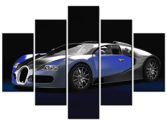 Obraz Błękitne Bugatti Veyron, 5 elementów, 150x105 cm Oobrazy