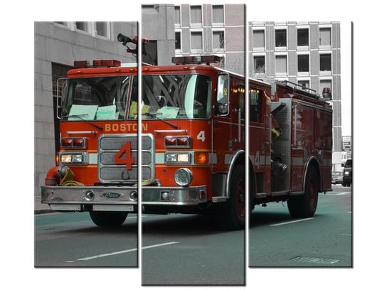 Obraz Bostoński wóz strażacki - Brett Levin, 3 elementy, 90x80 cm Oobrazy
