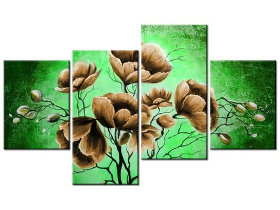 Obraz Brązowe kwiaty, 4 elementy, 120x70 cm Oobrazy