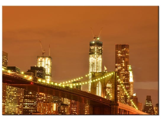 Obraz Brooklyn Bridge i WTC, 100x70 cm Oobrazy