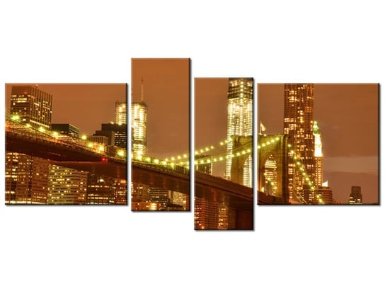 Obraz Brooklyn Bridge i WTC, 4 elementy, 120x55 cm Oobrazy