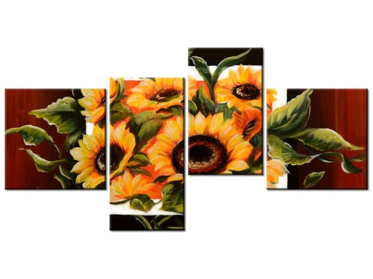 Obraz Bujne słoneczniki, 4 elementy, 140x70 cm Oobrazy