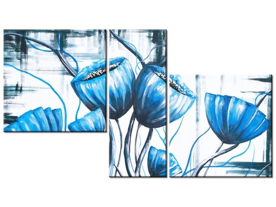 Obraz Bukiet niebieskich maków, 3 elementy, 90x50 cm Oobrazy