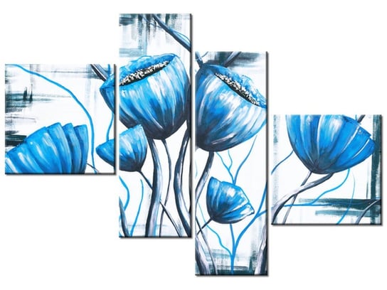 Obraz Bukiet niebieskich maków, 4 elementy, 100x70 cm Oobrazy