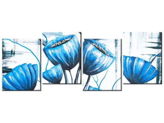 Obraz Bukiet niebieskich maków, 4 elementy, 120x45 cm Oobrazy