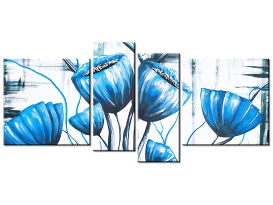 Obraz Bukiet niebieskich maków, 4 elementy, 120x55 cm Oobrazy