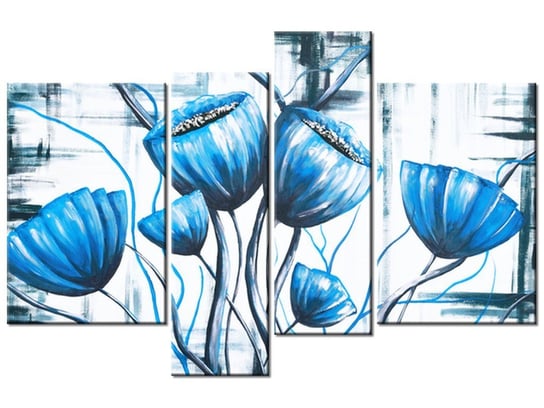 Obraz Bukiet niebieskich maków, 4 elementy, 130x85 cm Oobrazy