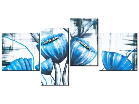 Obraz Bukiet niebieskich maków, 4 elementy, 140x70 cm Oobrazy