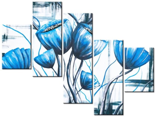 Obraz Bukiet niebieskich maków, 5 elementów, 100x75 cm Oobrazy