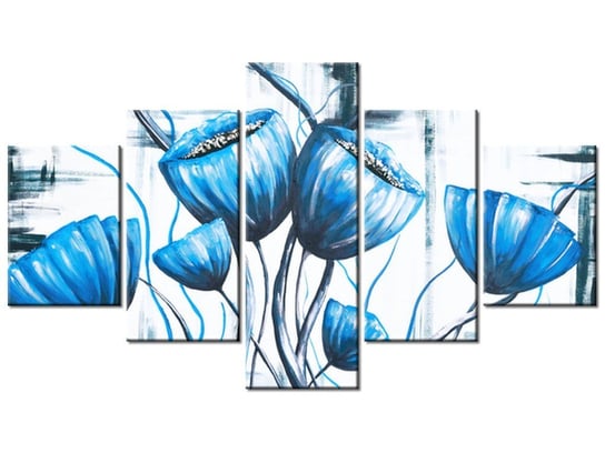 Obraz Bukiet niebieskich maków, 5 elementów, 125x70 cm Oobrazy