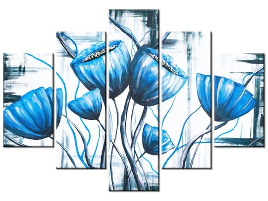 Obraz Bukiet niebieskich maków, 5 elementów, 150x105 cm Oobrazy