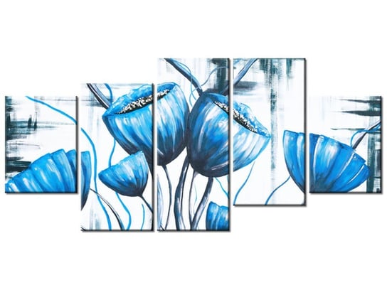 Obraz Bukiet niebieskich maków, 5 elementów, 150x70 cm Oobrazy