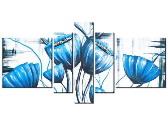 Obraz Bukiet niebieskich maków, 5 elementów, 160x80 cm Oobrazy