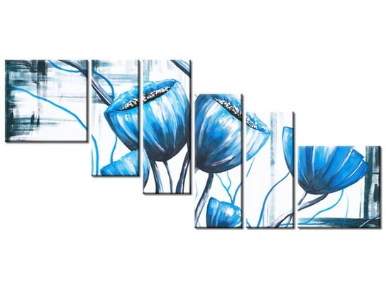 Obraz Bukiet niebieskich maków, 6 elementów, 220x100 cm Oobrazy
