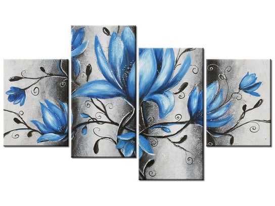 Obraz Bukiet turkusowych magnolii, 4 elementy, 120x70 cm Oobrazy