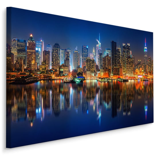 Obraz Canvas Do Salonu NOWY JORK Manhattan Nocą 3D Architektura 120cm x 80cm Muralo