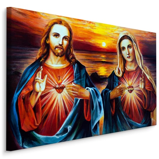 Obraz Canvas JEZUS Chrystus MARYJA Serce 3D Religia Malunek 40cm x 30cm Muralo