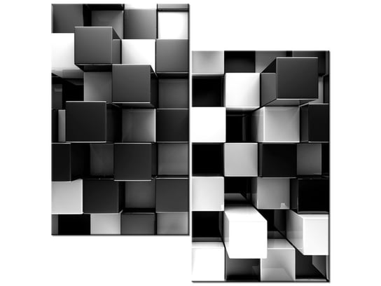 Obraz Czarne i białe bloki 3D, 2 elementy, 60x60 cm Oobrazy