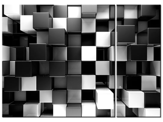 Obraz Czarne i białe bloki 3D, 2 elementy, 70x50 cm Oobrazy