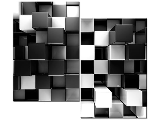 Obraz Czarne i białe bloki 3D, 2 elementy, 80x70 cm Oobrazy