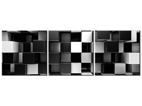 Obraz Czarne i białe bloki 3D, 3 elementy, 150x50 cm Oobrazy