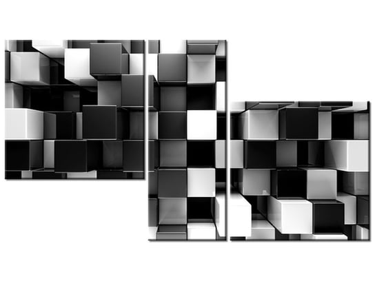 Obraz Czarne i białe bloki 3D, 3 elementy, 90x50 cm Oobrazy