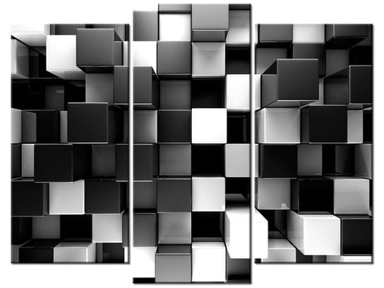 Obraz Czarne i białe bloki 3D, 3 elementy, 90x70 cm Oobrazy