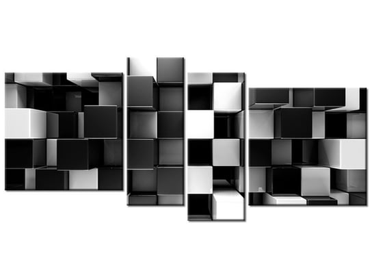 Obraz Czarne i białe bloki 3D, 4 elementy, 120x55 cm Oobrazy