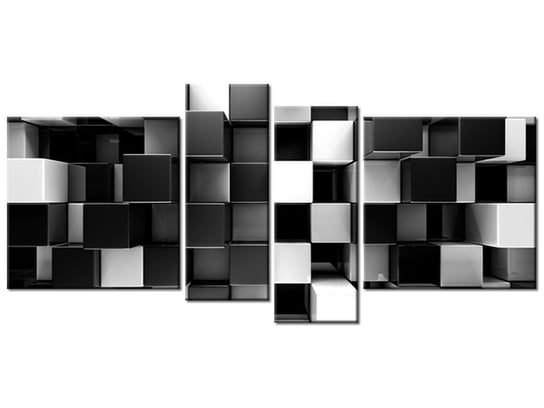 Obraz Czarne i białe bloki 3D, 4 elementy, 120x55 cm Oobrazy