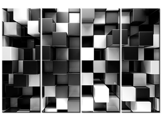 Obraz Czarne i białe bloki 3D, 4 elementy, 120x80 cm Oobrazy