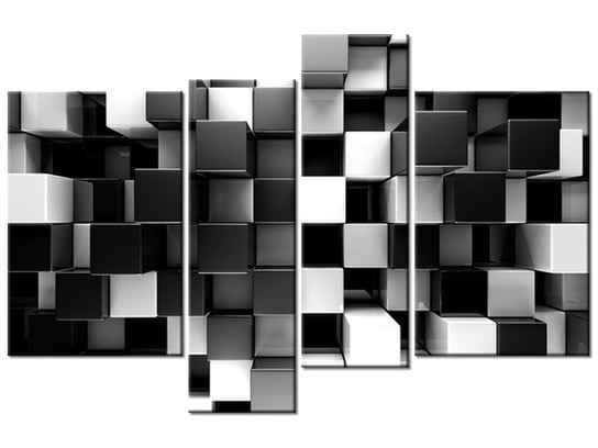 Obraz Czarne i białe bloki 3D, 4 elementy, 130x85 cm Oobrazy