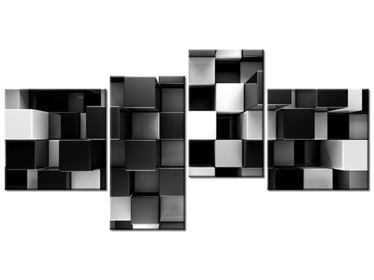 Obraz Czarne i białe bloki 3D, 4 elementy, 140x70 cm Oobrazy