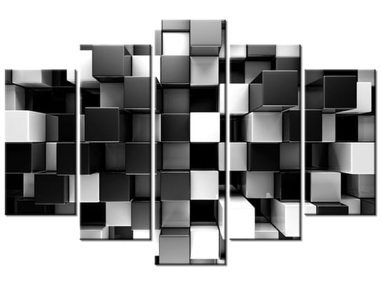 Obraz, Czarne i białe bloki 3D, 5 elementów, 150x100 cm Oobrazy