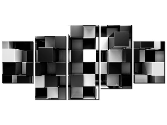 Obraz Czarne i białe bloki 3D, 5 elementów, 150x70 cm Oobrazy