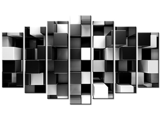Obraz Czarne i białe bloki 3D, 7 elementów, 140x80 cm Oobrazy