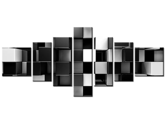 Obraz Czarne i białe bloki 3D, 7 elementów, 160x70 cm Oobrazy