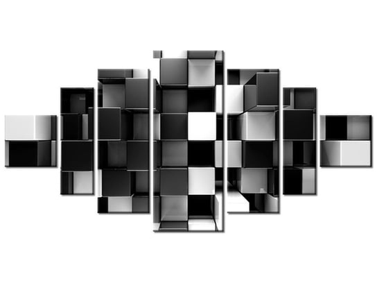 Obraz Czarne i białe bloki 3D, 7 elementów, 200x100 cm Oobrazy